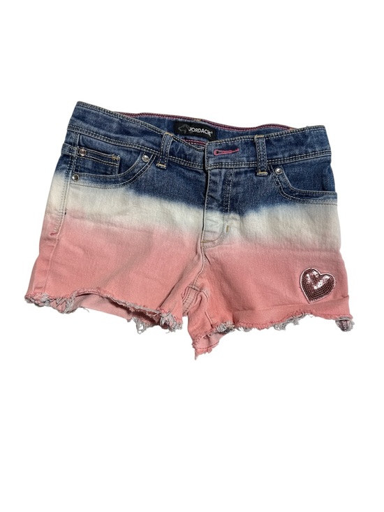 Jordache Other - Jordache Girls Ombre Denim Cutoff Shorts Pink Blue White Sequin Heart Size 10